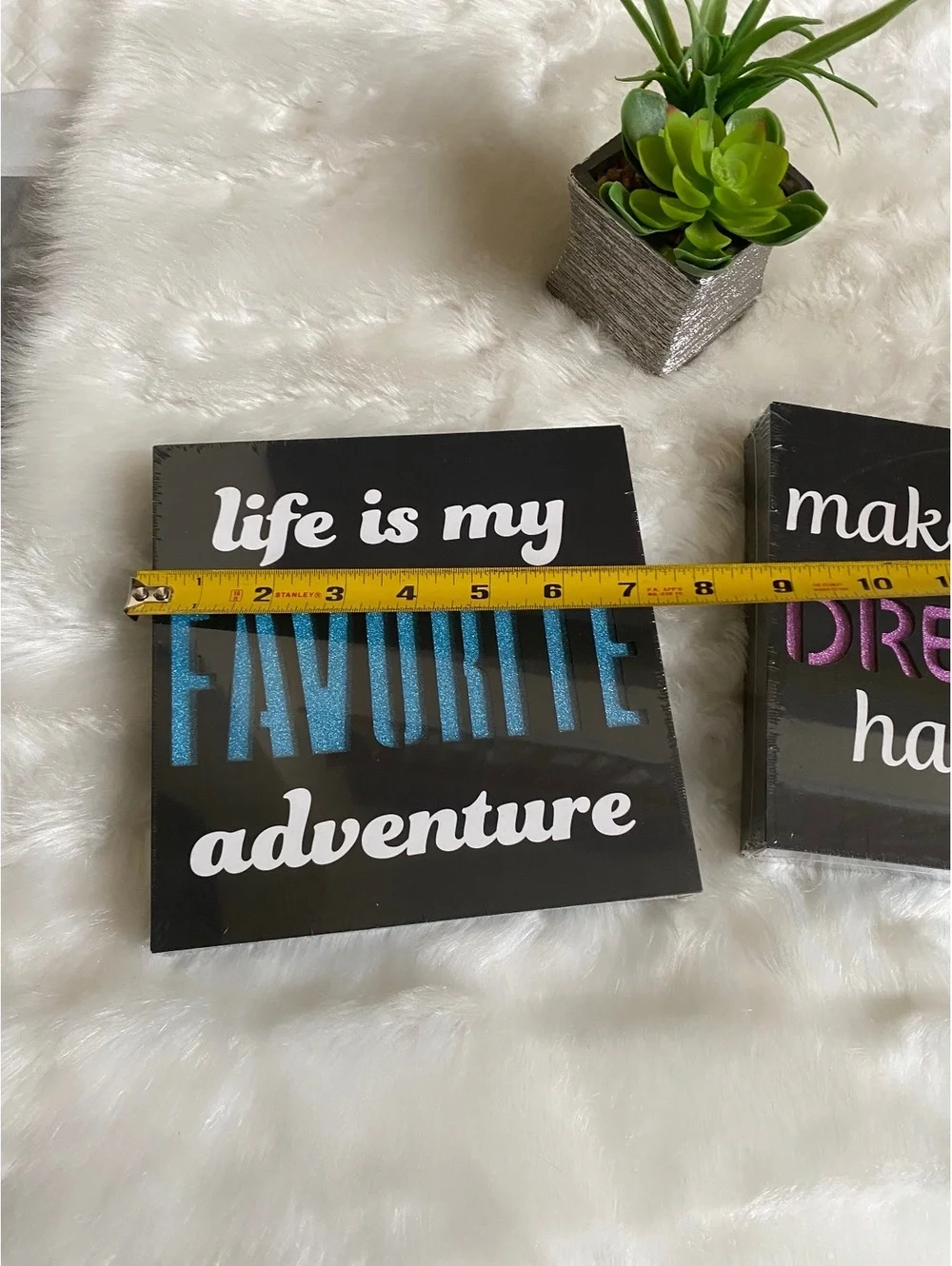 Set of 2 Inspirational Wall Plaques Life is My Favorite and